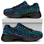 Turquoise Dragon Scales Pattern Print Black Chunky Shoes