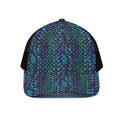 Turquoise Dragon Scales Pattern Print Black Mesh Trucker Hat