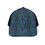 Turquoise Dragon Scales Pattern Print Black Mesh Trucker Cap