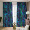 Turquoise Dragon Scales Pattern Print Blackout Pencil Pleat Curtains