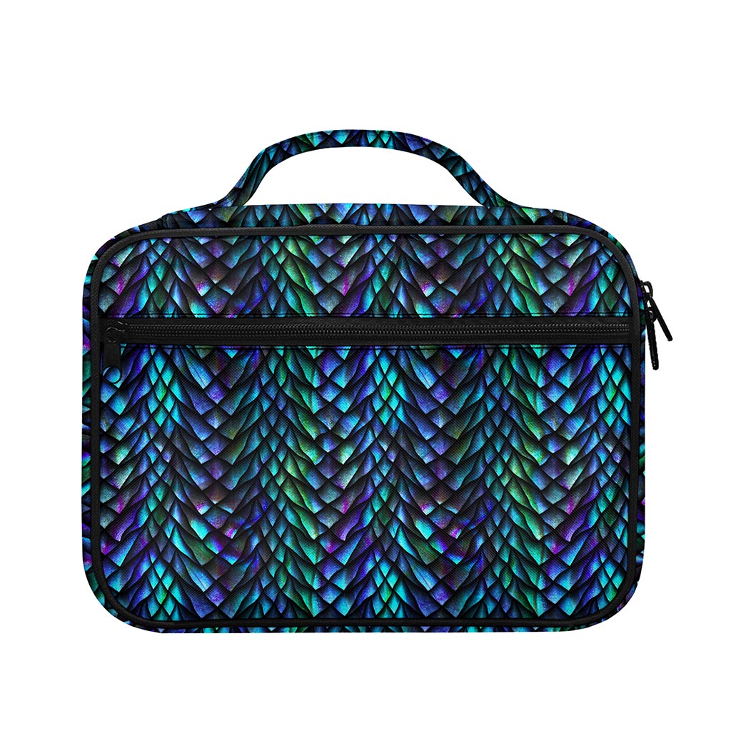 Turquoise Dragon Scales Pattern Print Briefcase Bible Bag