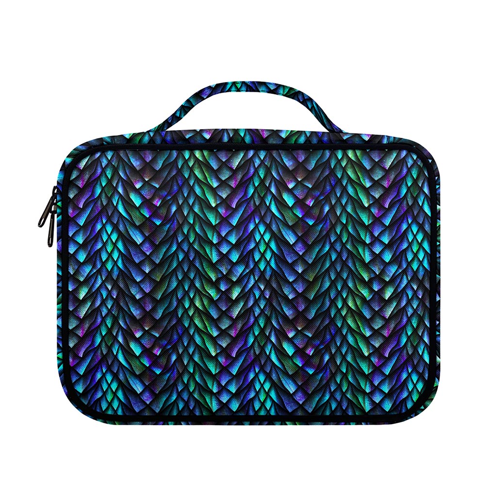 Turquoise Dragon Scales Pattern Print Briefcase Bible Bag