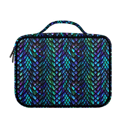 Turquoise Dragon Scales Pattern Print Briefcase Bible Bag
