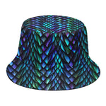 Turquoise Dragon Scales Pattern Print Bucket Hat