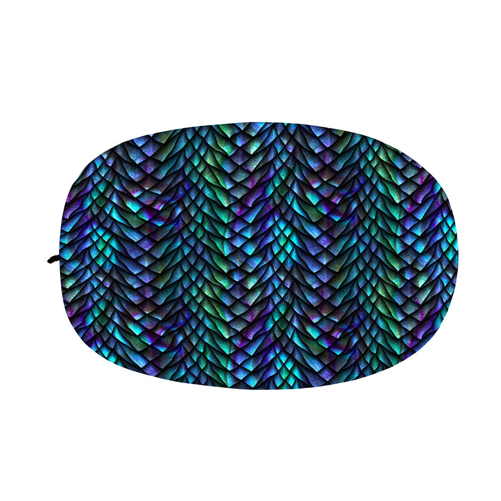 Turquoise Dragon Scales Pattern Print Car Side Mirror Covers