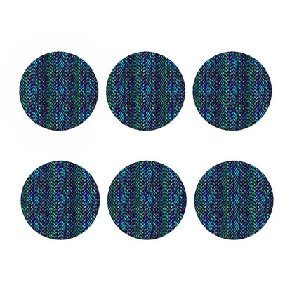Turquoise Dragon Scales Pattern Print Coaster Set