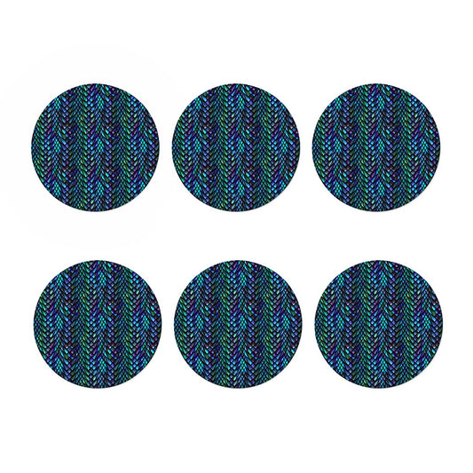Turquoise Dragon Scales Pattern Print Coaster Set