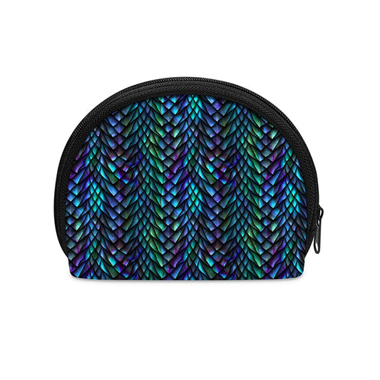 Turquoise Dragon Scales Pattern Print Coin Purse