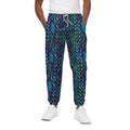 Turquoise Dragon Scales Pattern Print Cotton Sweatpants