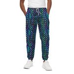 Turquoise Dragon Scales Pattern Print Cotton Pants