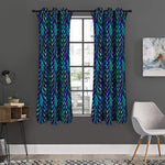 Turquoise Dragon Scales Pattern Print Curtain