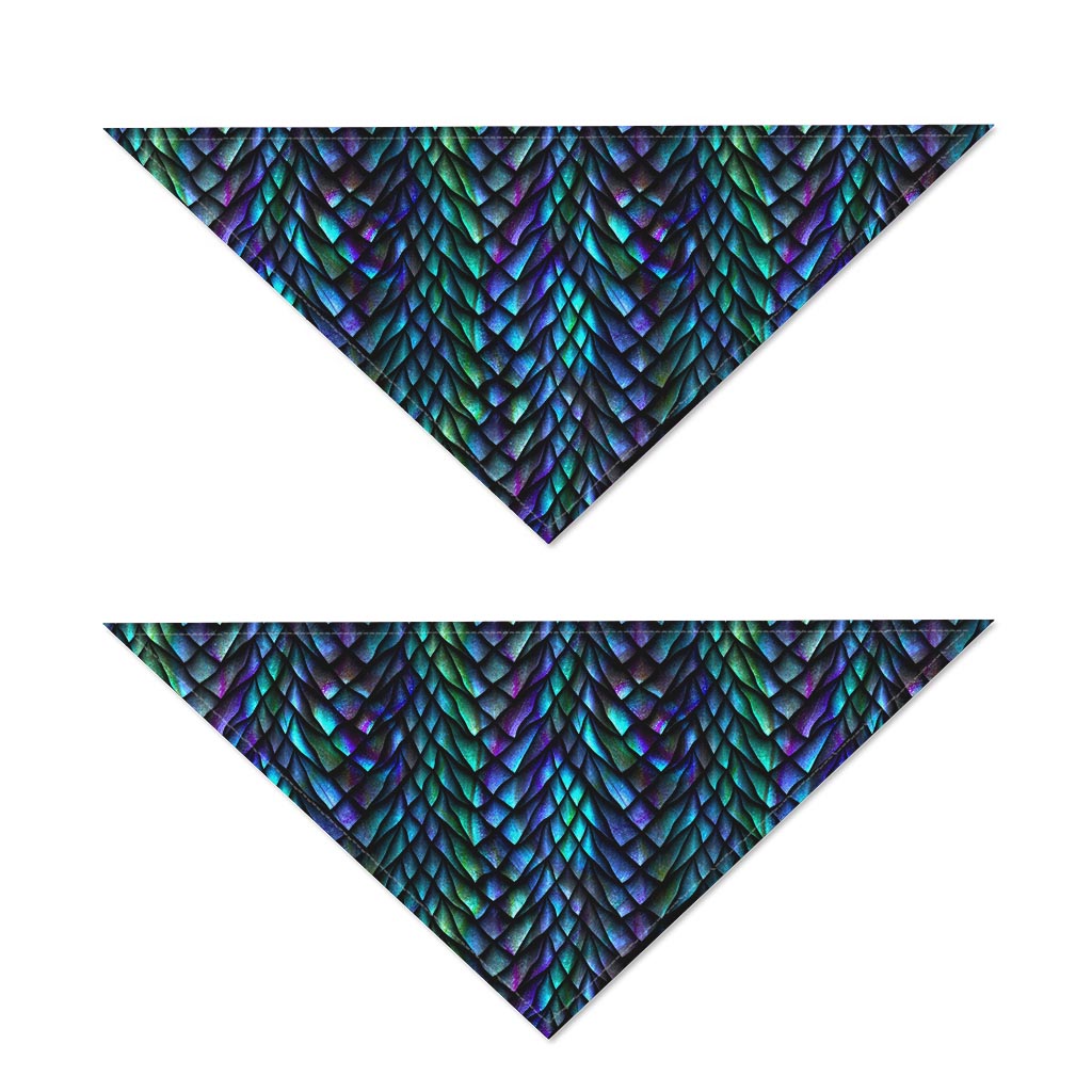 Turquoise Dragon Scales Pattern Print Dog Bandana