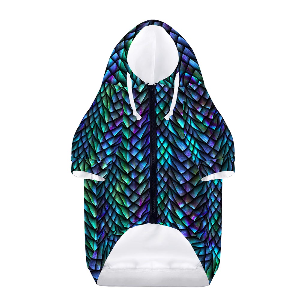 Turquoise Dragon Scales Pattern Print Dog Zip Up Hoodie