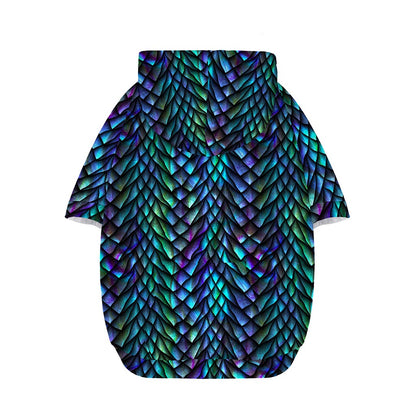 Turquoise Dragon Scales Pattern Print Dog Zip Up Hoodie