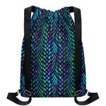 Turquoise Dragon Scales Pattern Print Drawstring Backpack
