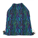 Turquoise Dragon Scales Pattern Print Drawstring Bag