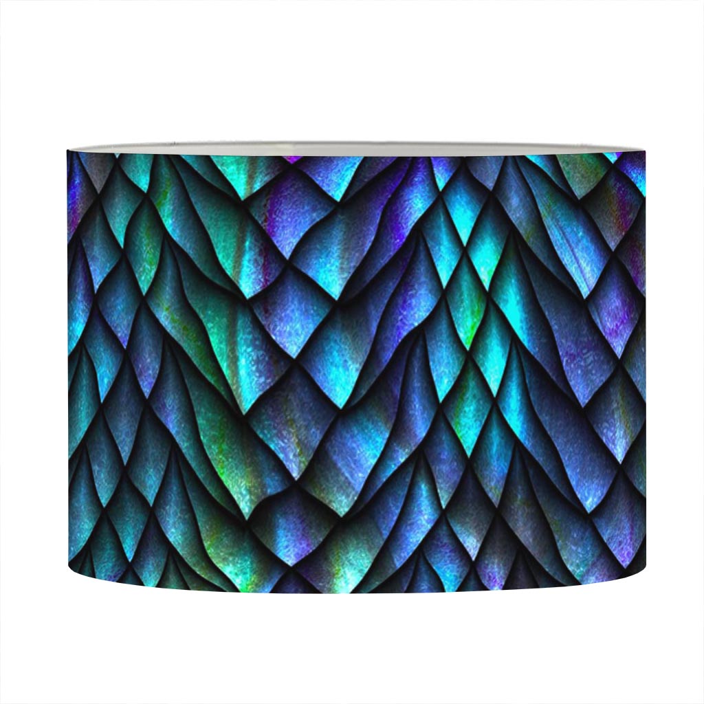 Turquoise Dragon Scales Pattern Print Drum Lamp Shade