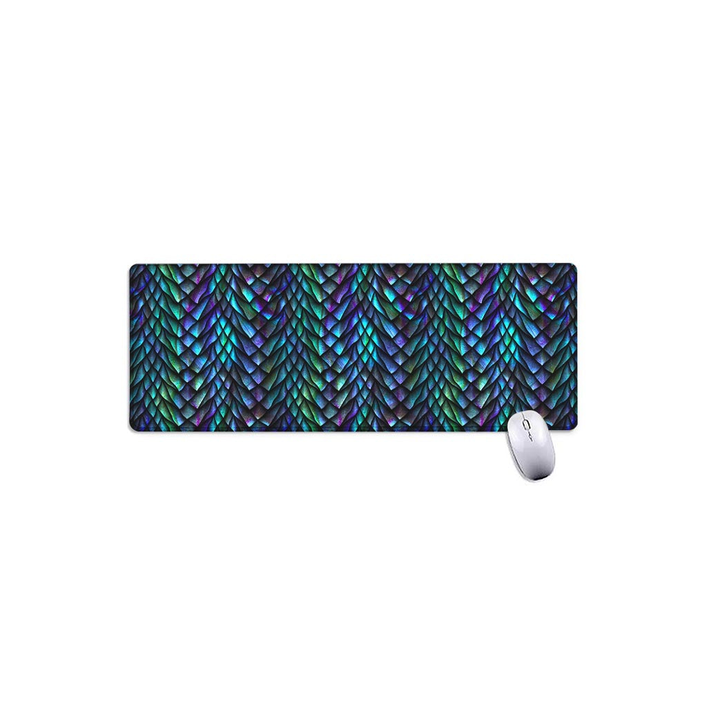 Turquoise Dragon Scales Pattern Print Extended Mouse Pad