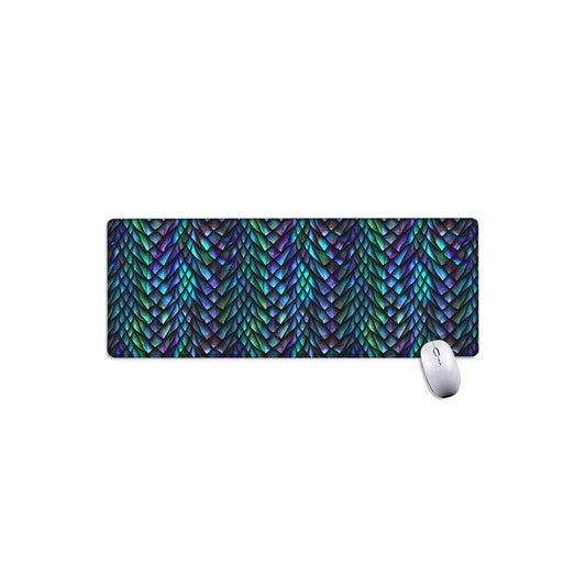 Turquoise Dragon Scales Pattern Print Extended Mouse Pad