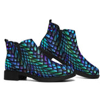 Turquoise Dragon Scales Pattern Print Flat Ankle Boots
