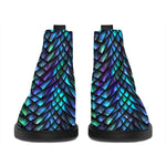 Turquoise Dragon Scales Pattern Print Flat Ankle Boots