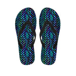 Turquoise Dragon Scales Pattern Print Flip Flops