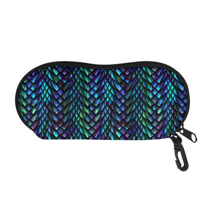 Turquoise Dragon Scales Pattern Print Glasses Case