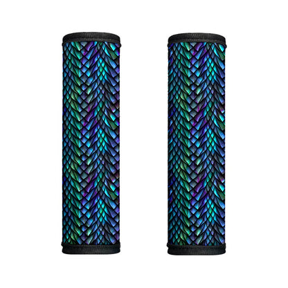 Turquoise Dragon Scales Pattern Print Handle Covers