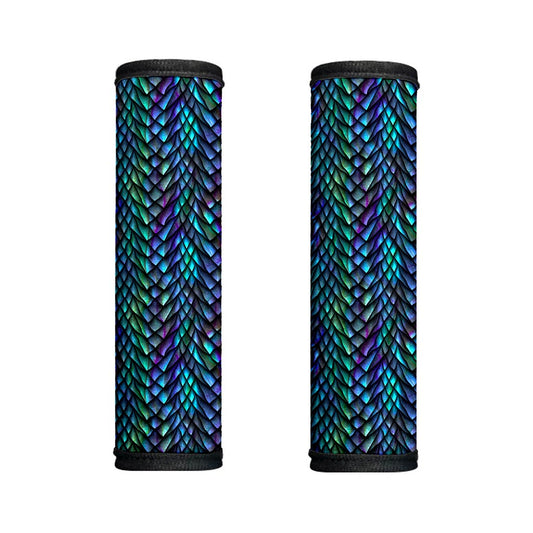 Turquoise Dragon Scales Pattern Print Handle Covers