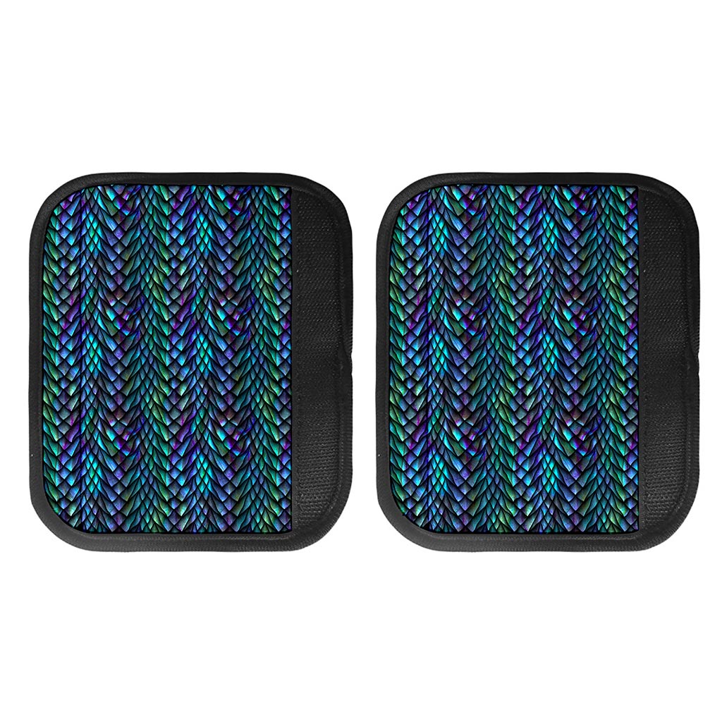 Turquoise Dragon Scales Pattern Print Handle Covers