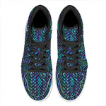 Turquoise Dragon Scales Pattern Print High Top Leather Sneakers