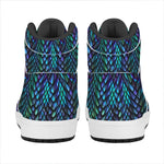 Turquoise Dragon Scales Pattern Print High Top Leather Sneakers