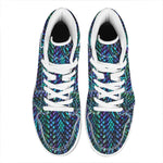 Turquoise Dragon Scales Pattern Print High Top Leather Sneakers