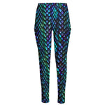 Turquoise Dragon Scales Pattern Print High-Waisted Pocket Leggings