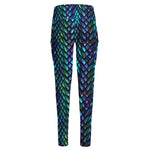 Turquoise Dragon Scales Pattern Print High-Waisted Pocket Leggings