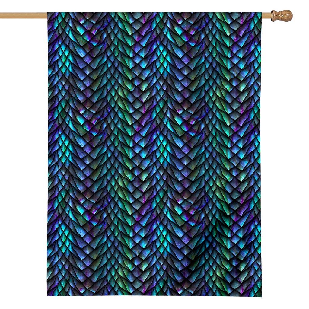 Turquoise Dragon Scales Pattern Print House Flag