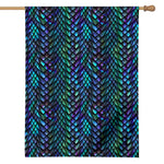 Turquoise Dragon Scales Pattern Print House Flag