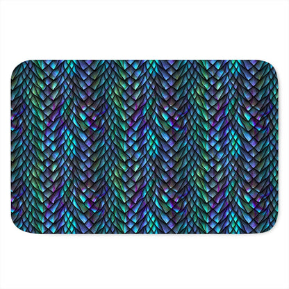 Turquoise Dragon Scales Pattern Print Indoor Door Mat