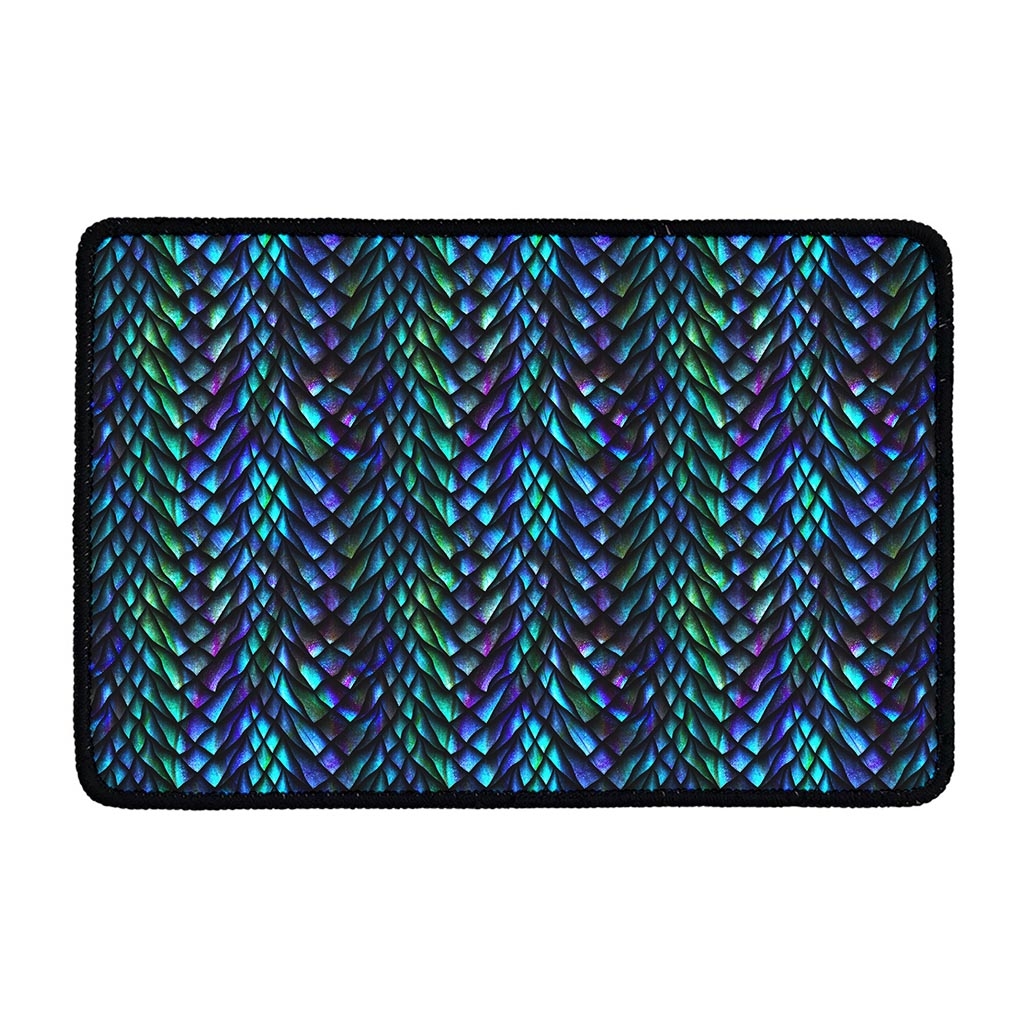 Turquoise Dragon Scales Pattern Print Kitchen Mat