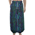 Turquoise Dragon Scales Pattern Print Lantern Pants