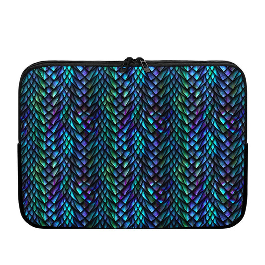 Turquoise Dragon Scales Pattern Print Laptop Sleeve