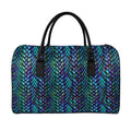 Turquoise Dragon Scales Pattern Print Leather Duffel Bag