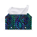 Turquoise Dragon Scales Pattern Print Leather Tissue Box Cover