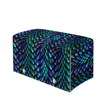 Turquoise Dragon Scales Pattern Print Leather Tissue Box Cover