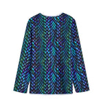 Turquoise Dragon Scales Pattern Print Long Sleeve Short Coat