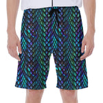 Turquoise Dragon Scales Pattern Print Men's Beach Shorts