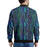 Turquoise Dragon Scales Pattern Print Men's Bomber Jacket