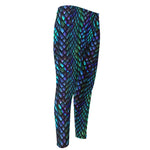 Turquoise Dragon Scales Pattern Print Men's Compression Pants