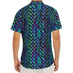 Turquoise Dragon Scales Pattern Print Men's Deep V-Neck Shirt
