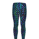 Turquoise Dragon Scales Pattern Print Men's leggings